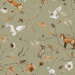 Close-up of the Playful Forest – Green wallpaper mural