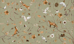 Playful Forest – Green wallpaper mural by Kikki Belle