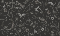 Playful Forest – Monochrome Black wallpaper mural by Kikki Belle