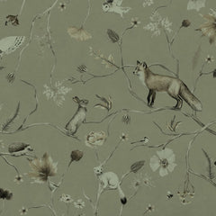 Close-up of the Playful Forest – Monochrome Green wallpaper mural