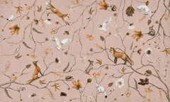 Playful Forest – Pink wallpaper mural by Kikki Belle