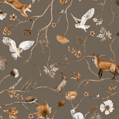 Close-up of the Playful Forest – Taupe wallpaper mural
