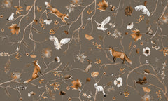 Playful Forest – Taupe wallpaper mural by Kikki Belle