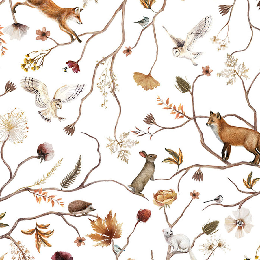 Close-up of the Playful Forest wallpaper mural
