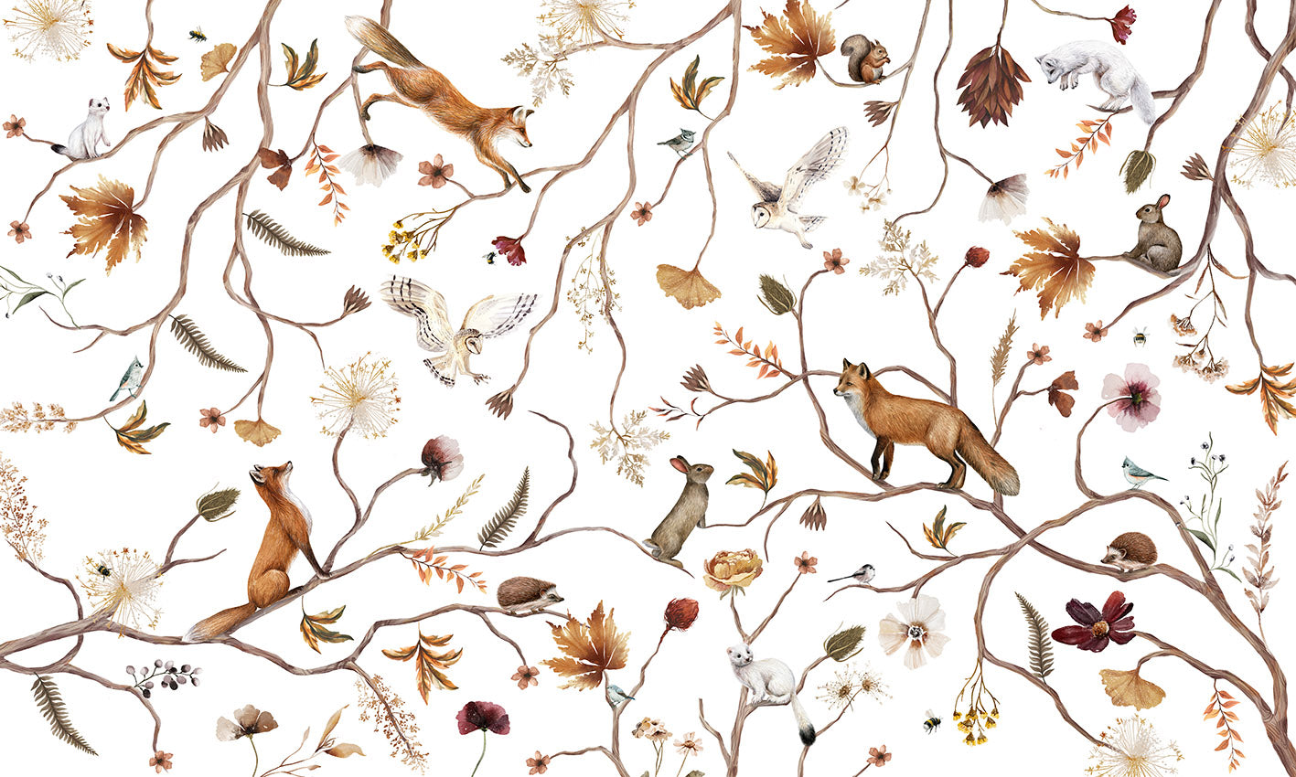 Playful Forest wallpaper mural by Kikki Belle