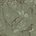 Close-up of the Playful Monkeys – Monochrome Green wallpaper mural