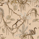 Close-up of the Playful Monkeys – Vintage Beige wallpaper mural