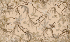 Playful Monkeys – Vintage Beige wallpaper mural by Kikki Belle