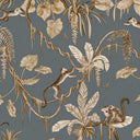 Close-up of the Playful Monkeys – Vintage Blue wallpaper mural