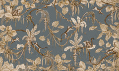 Playful Monkeys – Vintage Blue wallpaper mural by Kikki Belle
