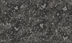 Playful Robins – Monochrome Black wallpaper mural by Kikki Belle
