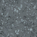 Close-up of the Playful Robins – Monochrome Blue wallpaper mural