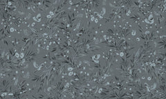 Playful Robins – Monochrome Blue wallpaper mural by Kikki Belle