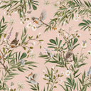 Close-up of the Playful Robins – Pink wallpaper mural
