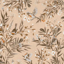 Close-up of the Playful Robins – Vintage Beige wallpaper mural