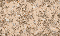 Playful Robins – Vintage Beige wallpaper mural by Kikki Belle