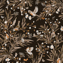 Close-up of the Playful Robins – Vintage Black wallpaper mural