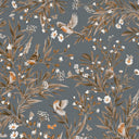 Close-up of the Playful Robins – Vintage Blue wallpaper mural