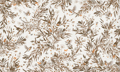 Playful Robins – Vintage White wallpaper mural by Kikki Belle