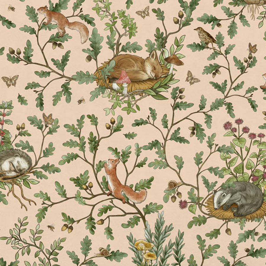 Close-up of the Playful Woods – Beige wallpaper mural