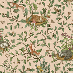 Close-up of the Playful Woods – Beige wallpaper mural