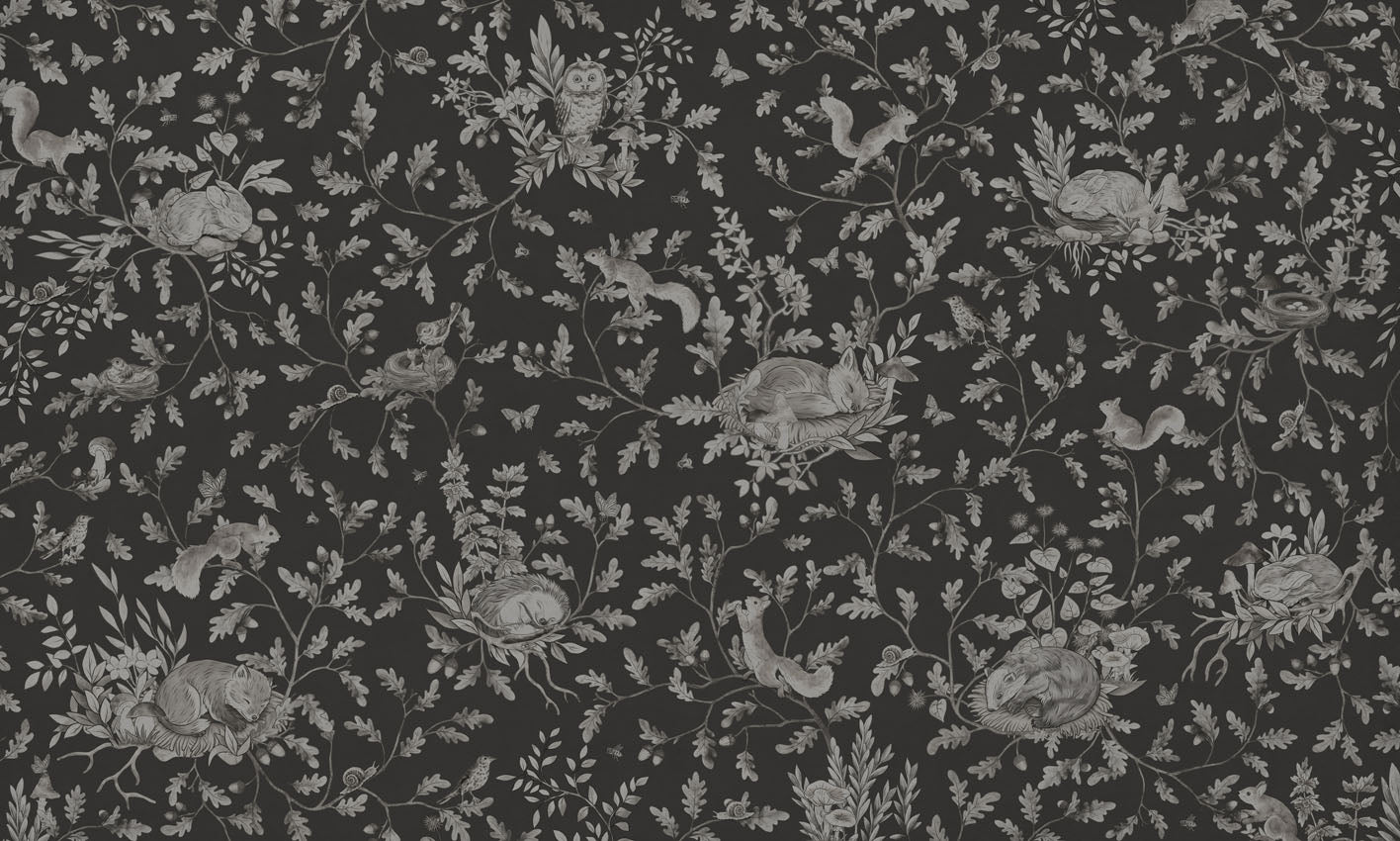 Playful Woods – Monochrome Black wallpaper mural by Kikki Belle