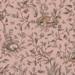 Close-up of the Playful Woods – Monochrome Pink wallpaper mural