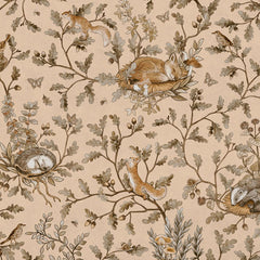 Close-up of the Playful Woods – Vintage Beige wallpaper mural
