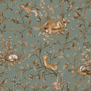 Close-up of the Playful Woods – Vintage Green wallpaper mural