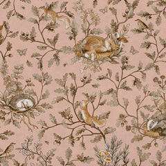 Close-up of the Playful Woods – Vintage Pink wallpaper mural