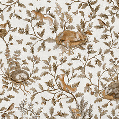 Close-up of the Playful Woods – Vintage White wallpaper mural