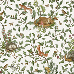 Close-up of the Playful Woods – White wallpaper mural