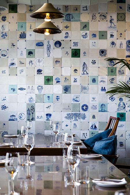 Commercial wallpaper in a restaurant and cafe interior setting