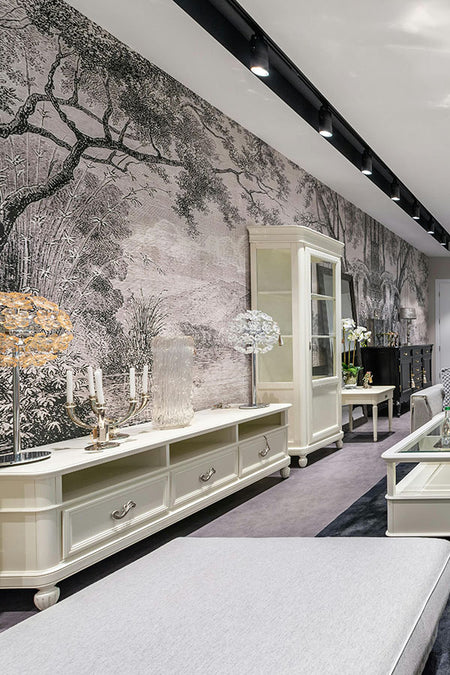 Commercial wallpaper in luxury retail space