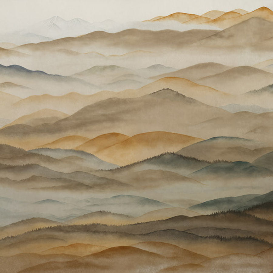 Close-up of the Roerich Valley wallpaper mural by Grigory Gladarev