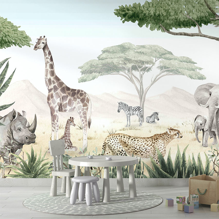 Savannah Jive wallpaper mural in a children’s playroom school board