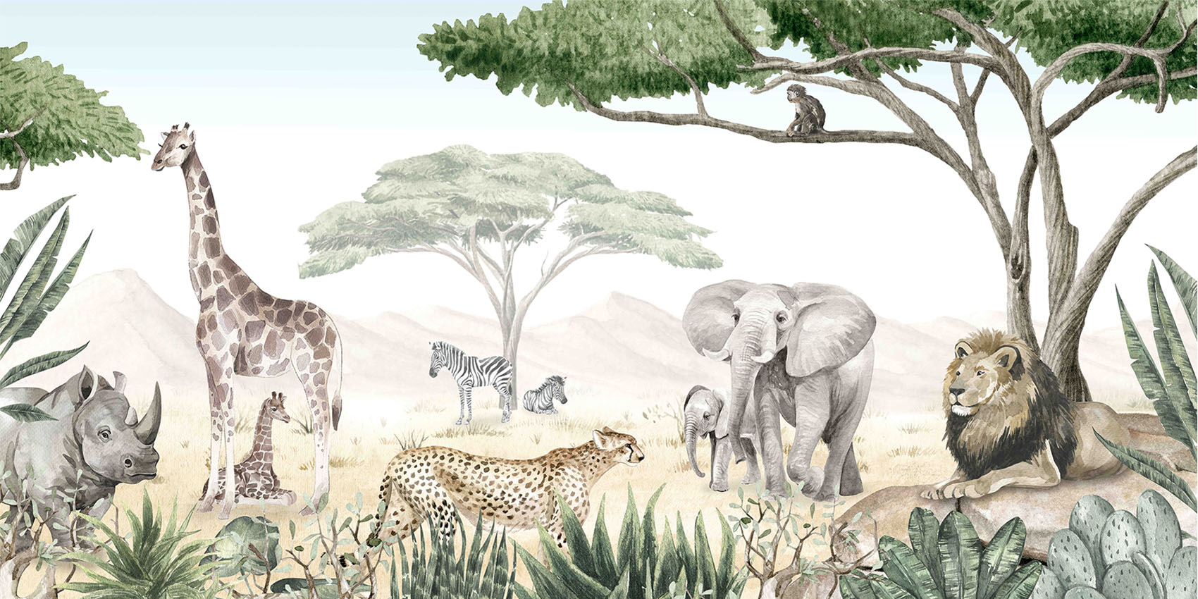 Savannah Jive wallpaper mural by Kikki Belle