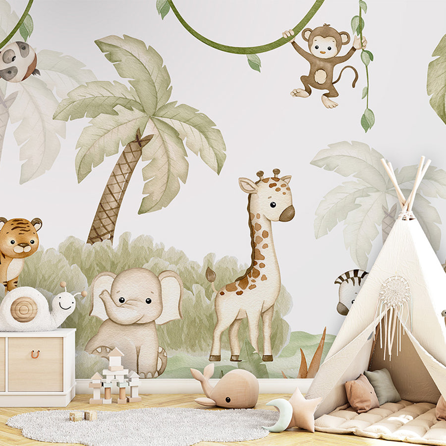 Savannah Joy wallpaper mural shown in a children's bedroom teepee