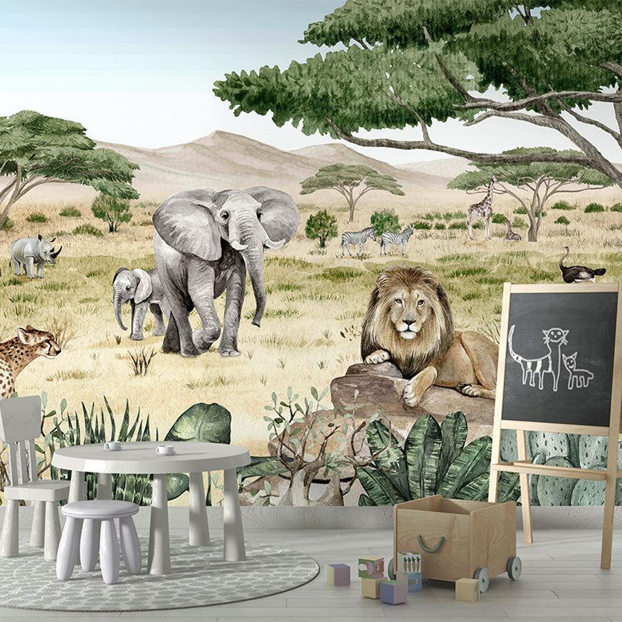 Savannah Secrets wallpaper mural in a children’s playroom school board