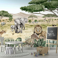 Savannah Secrets wallpaper mural in a children’s playroom school board