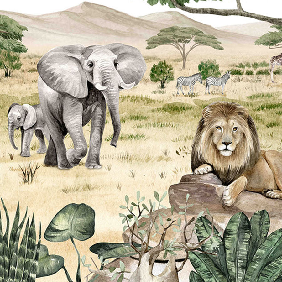 Close-up of the Savannah Secrets wallpaper mural