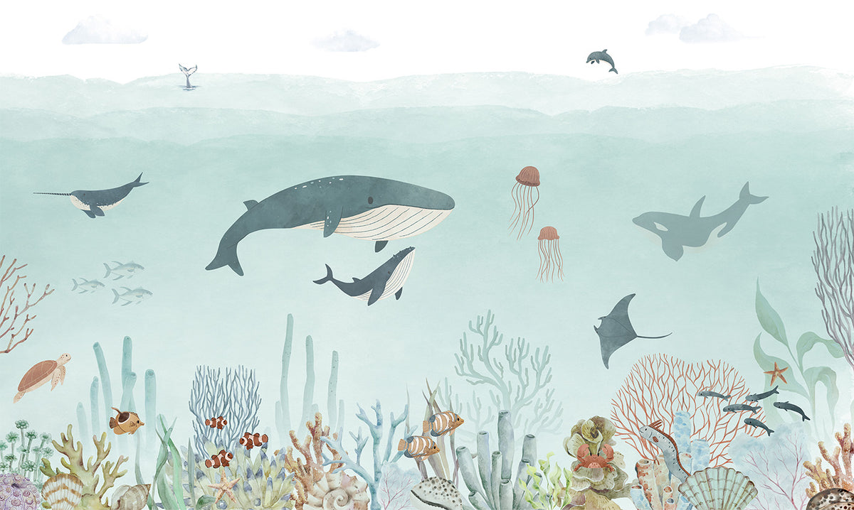Sensational Sea – Blue wallpaper mural by Oliver Robins