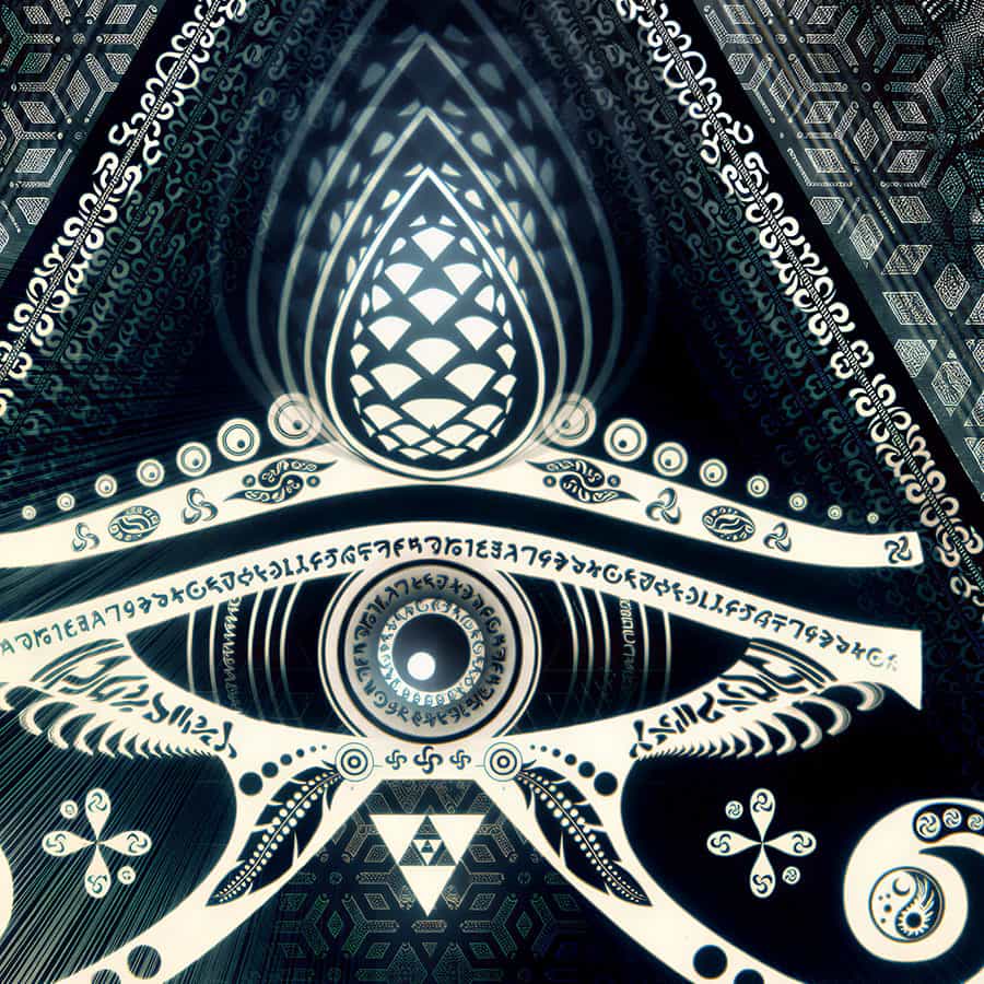 Close-up of the Singular Sight black-and-white geometric wallpaper mural