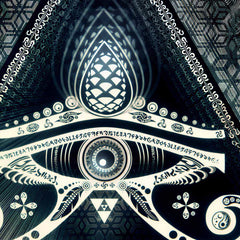 Close-up of the Singular Sight black-and-white geometric wallpaper mural