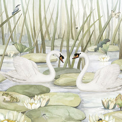 Close-up of the Spectacular Swans wallpaper mural