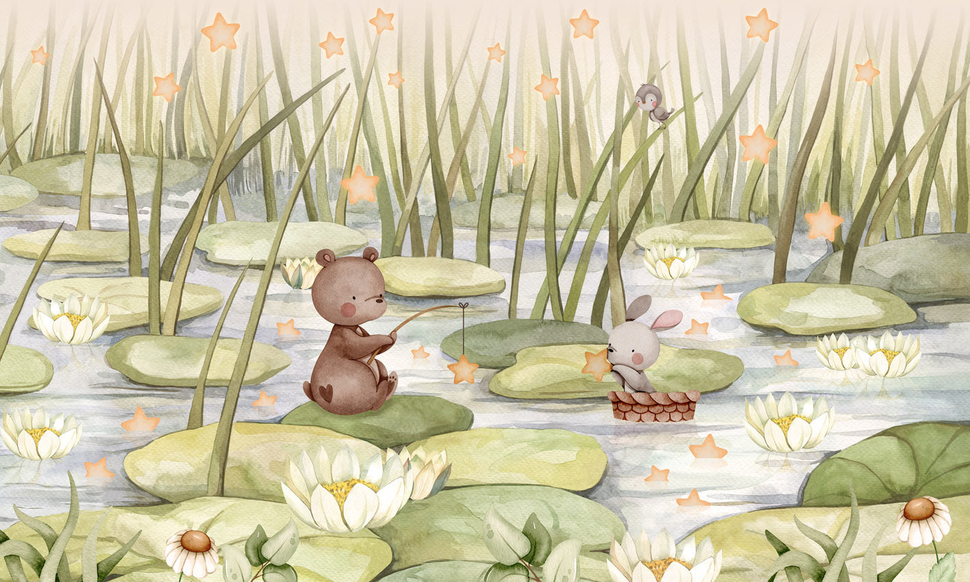 Starry Pond wallpaper mural by Oliver Robins
