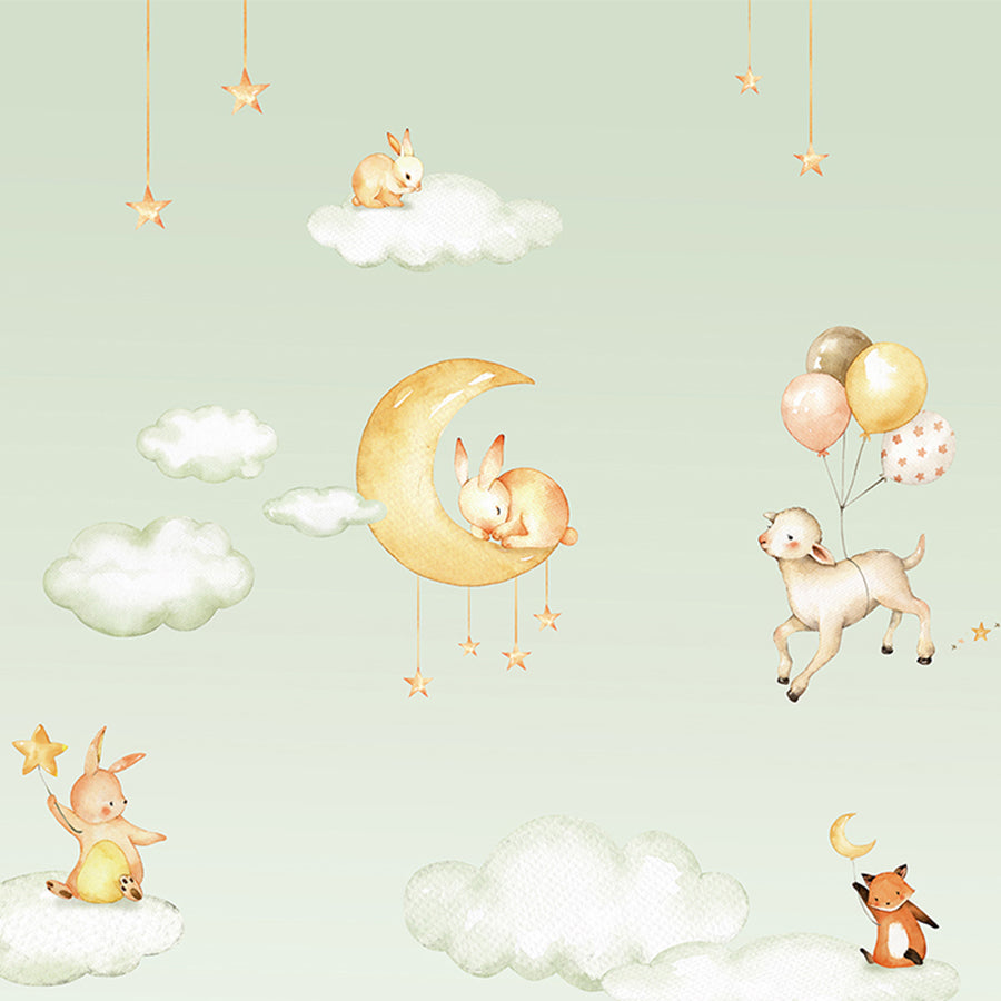 Close-up of the Sweet Dreams – Green wallpaper mural by Oliver Robins