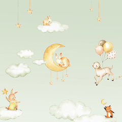 Close-up of the Sweet Dreams – Green wallpaper mural by Oliver Robins