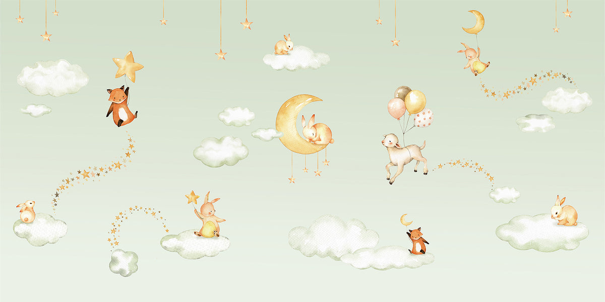 Sweet Dreams – Green wallpaper mural by Oliver Robins