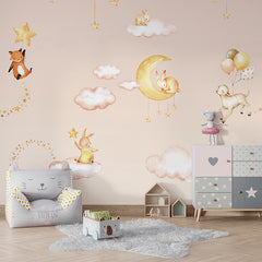 Sweet Dreams – Pink wallpaper mural shown in a children's bedroom armchair